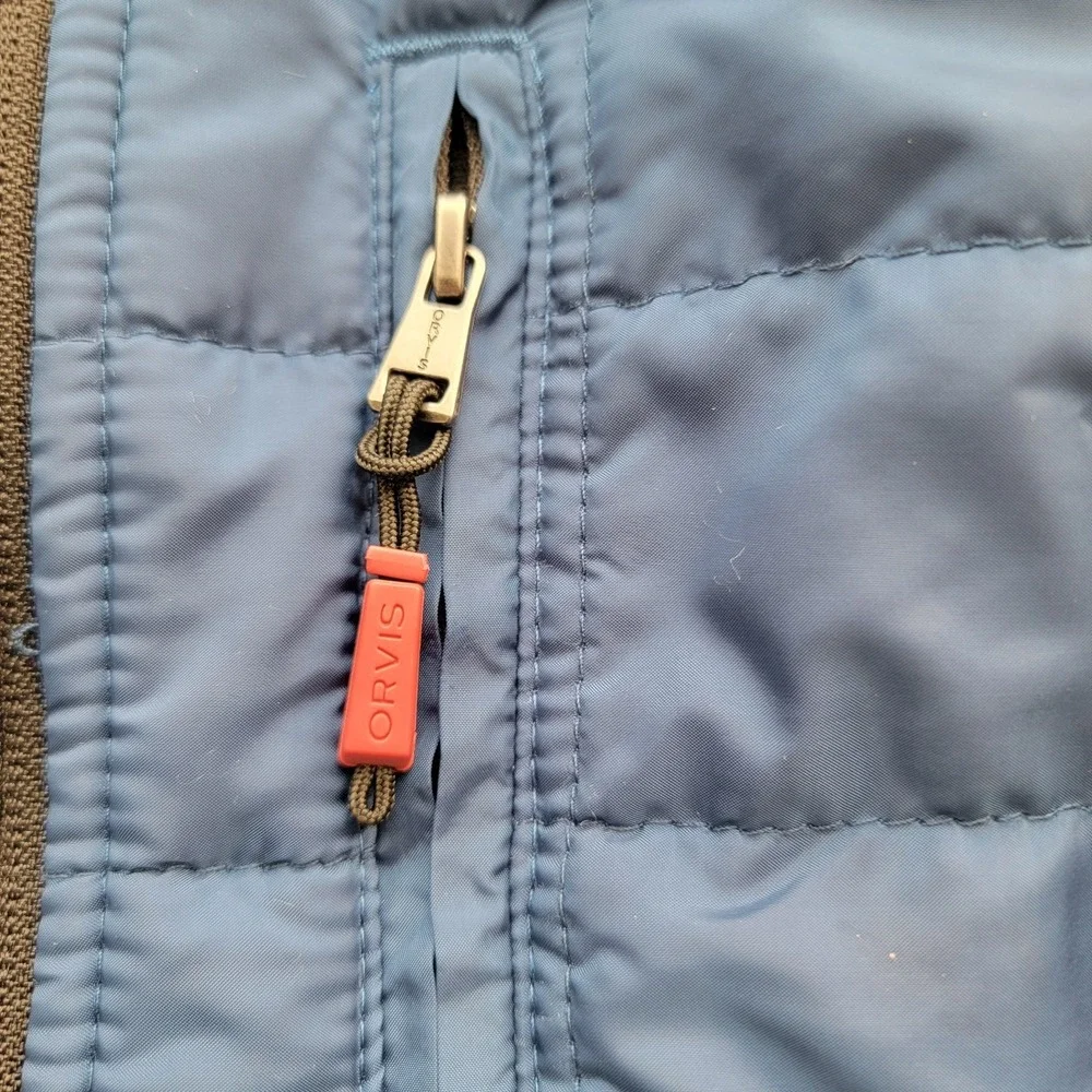 Orvis Hybrid Quilted Fleece Full Zip Insulated Puffer Jacket Mens M Blue